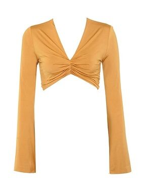House of CB Mustard Silky Jersey Ruched Top -NWOT